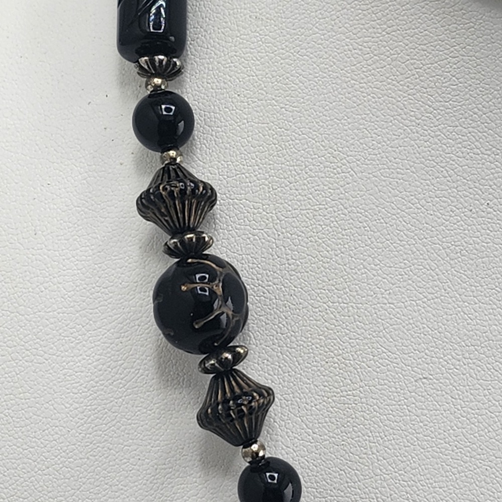 Vintage Black Bead‎ Choker Necklace - Picture 5 of 6